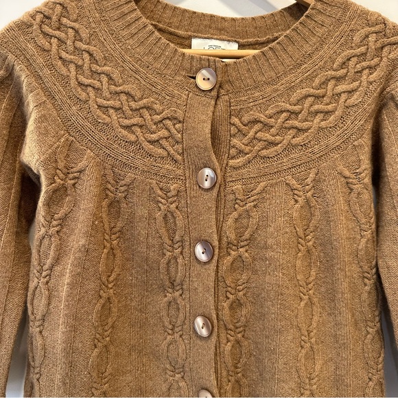 LOFT Wool-Cashmere Blend Tan Cardigan Cable Knit Sweater Button Down Siz… - Picture 2 of 5